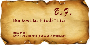 Berkovits Fidélia névjegykártya
